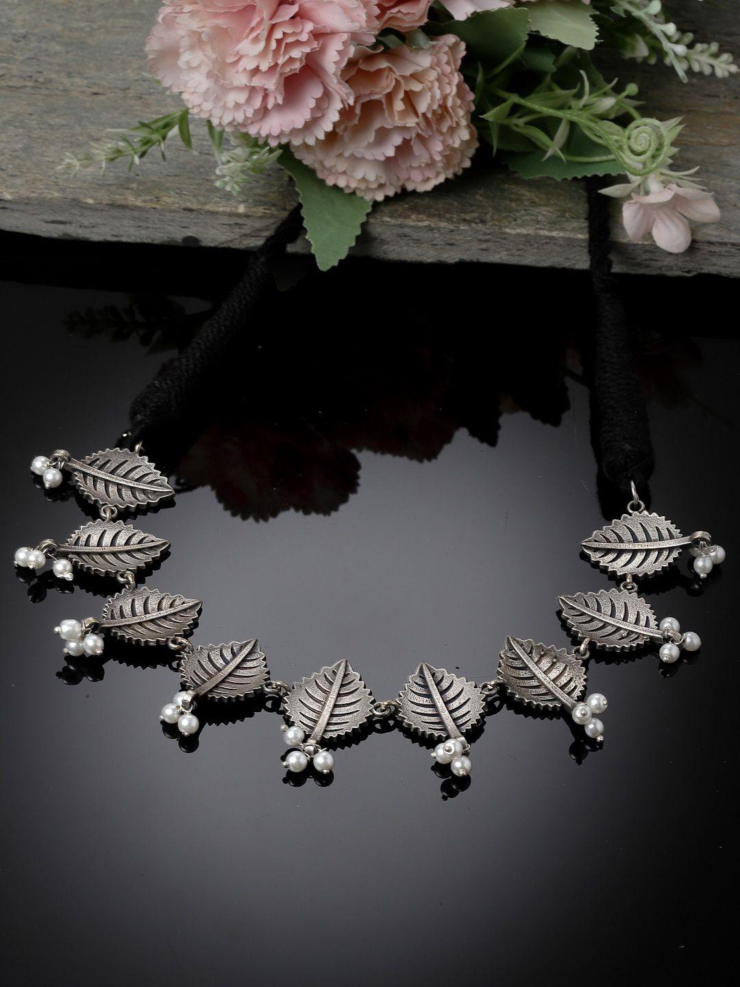 sanjog silver-plated oxidised necklace