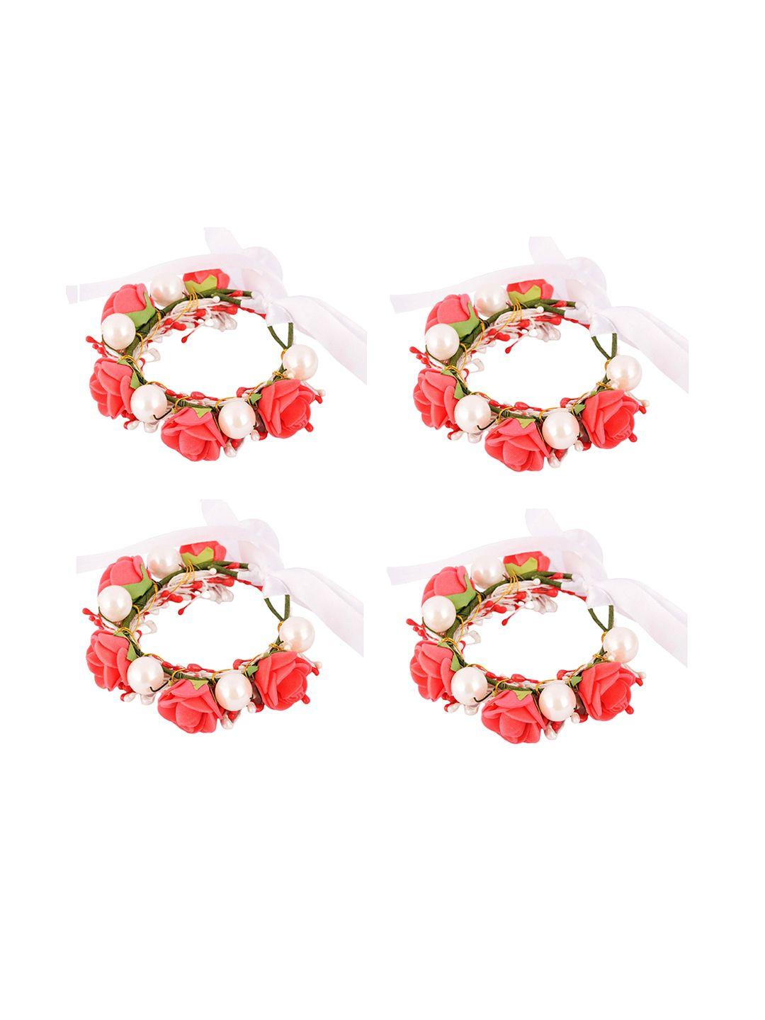 sanjog unisex set of 4 floral & beaded rakhi