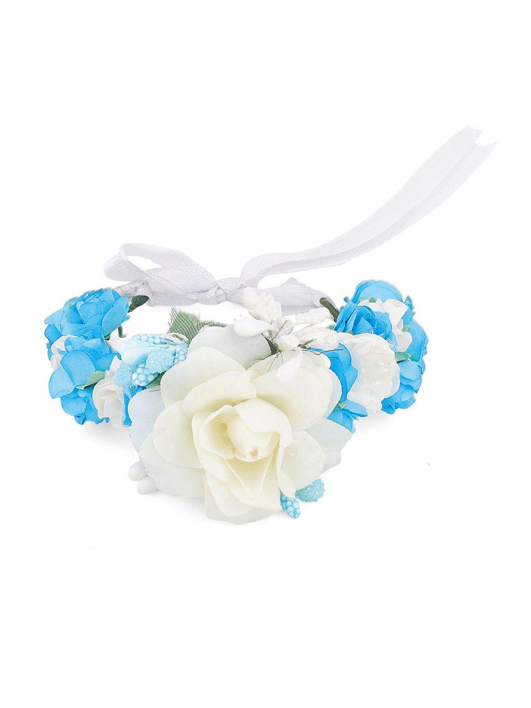 sanjog women blue & white handmade floral rakhi bracelet