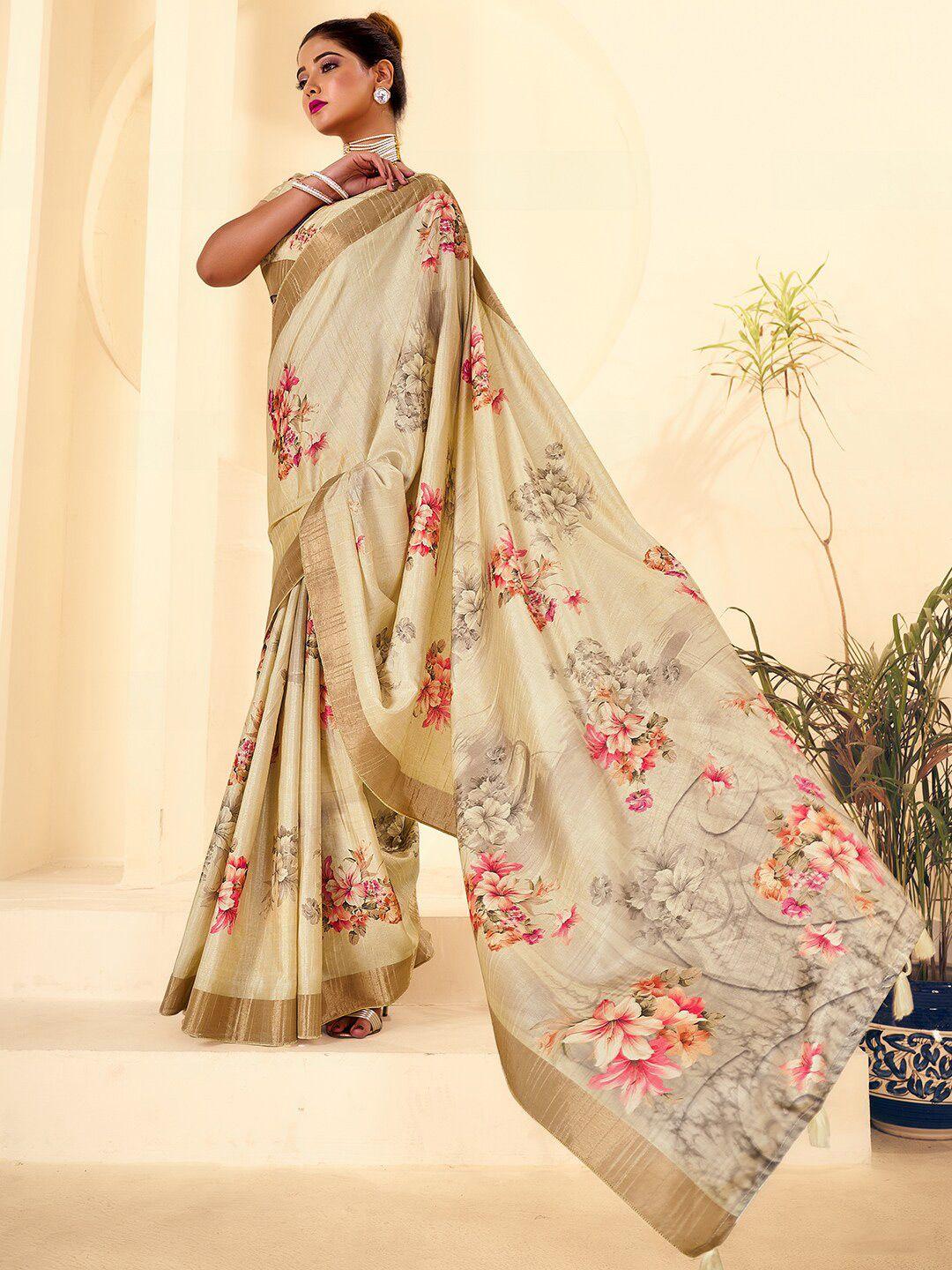 sanskar floral printed art silk digital embellished saree