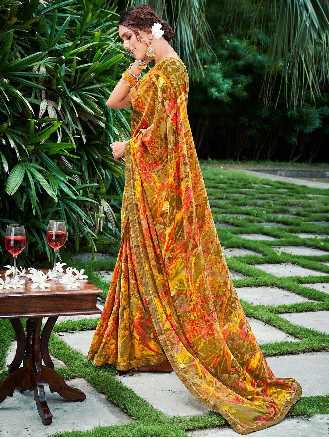 sanskar abstract printed georgette saree