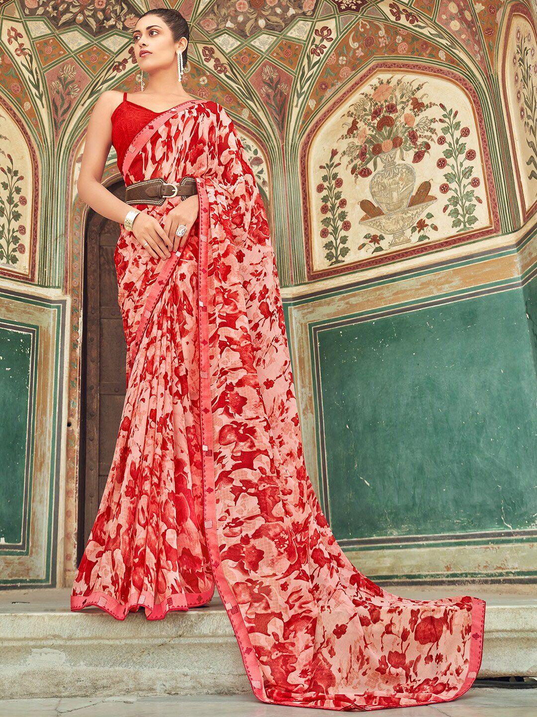 sanskar abstract printed pure georgette saree