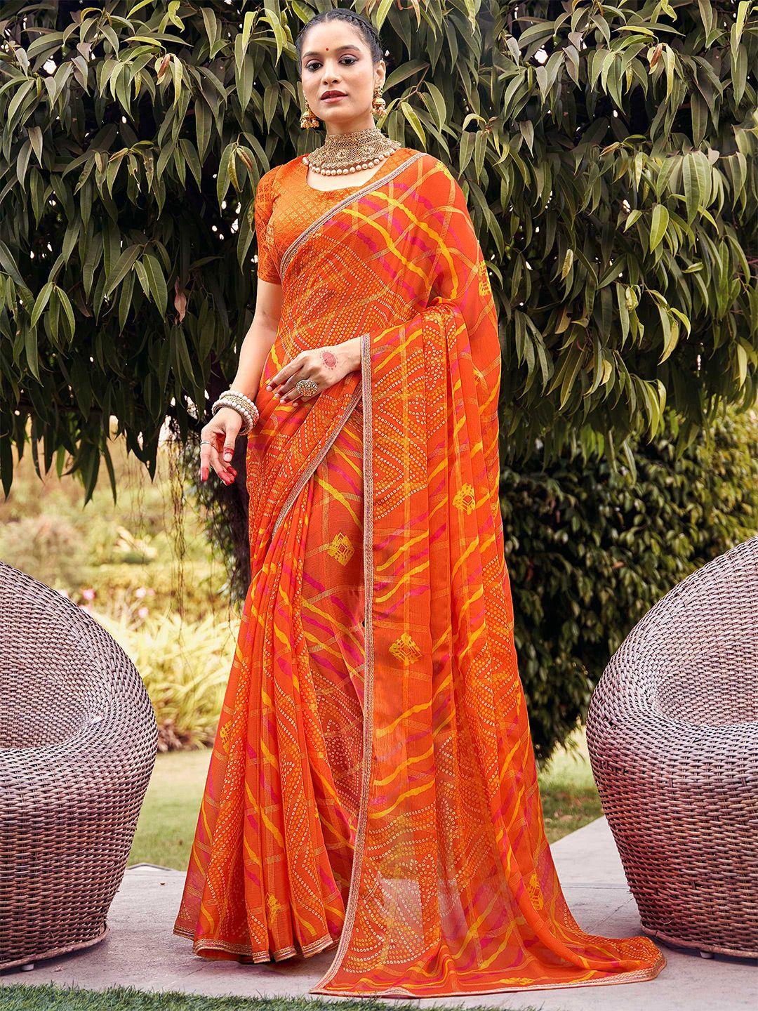 sanskar bandhani printed saree