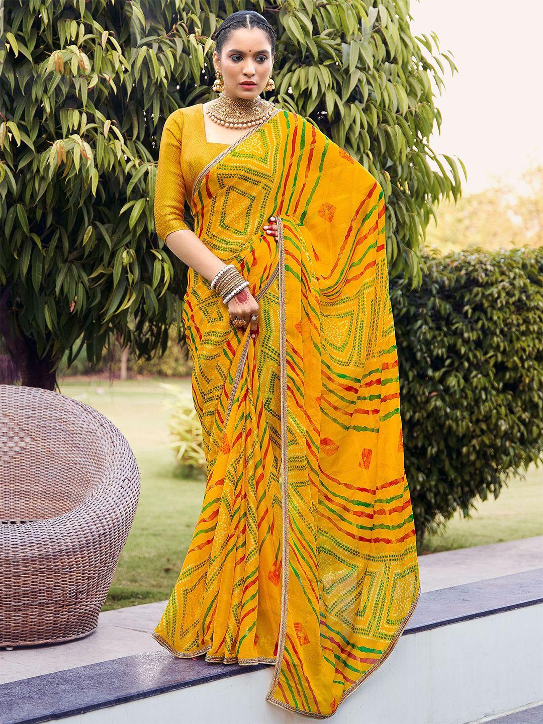 sanskar bandhani printed zari embroidered border saree