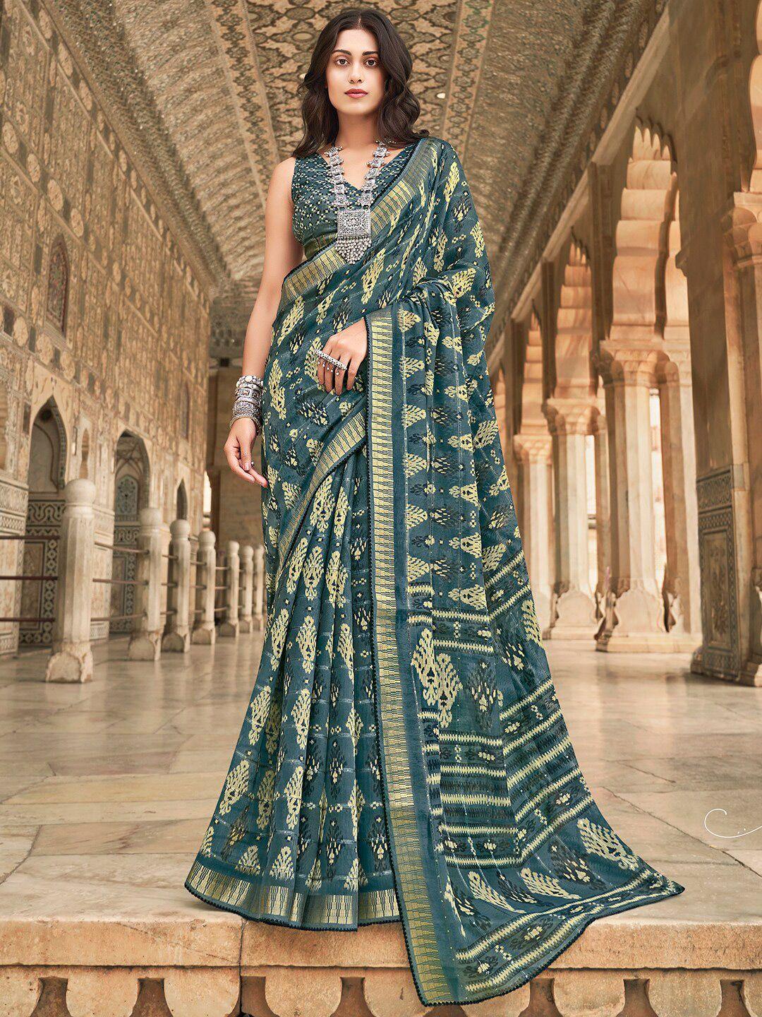 sanskar batik printed zari pure cotton saree