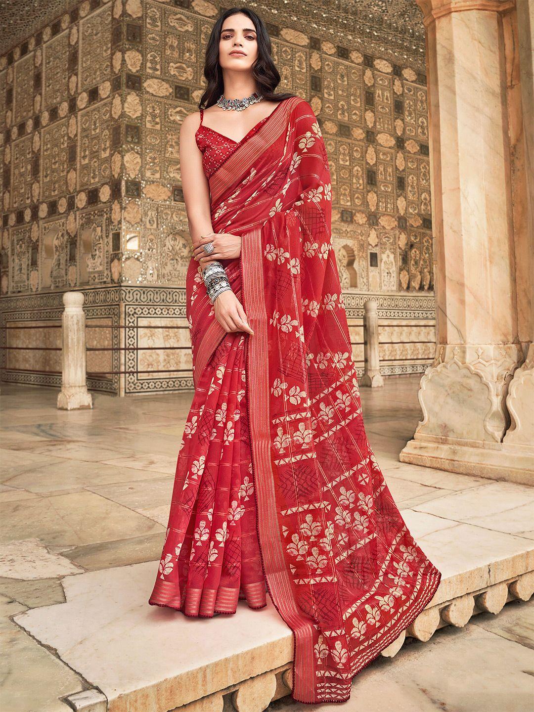 sanskar batik printed zari pure cotton saree