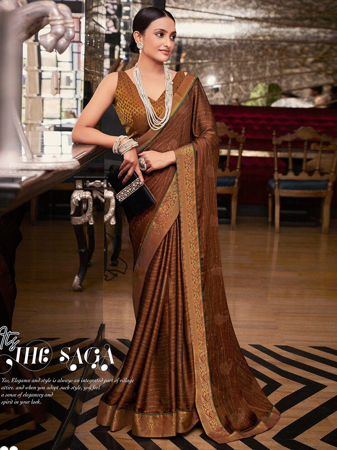 sanskar brown ethnic motifs designer saree