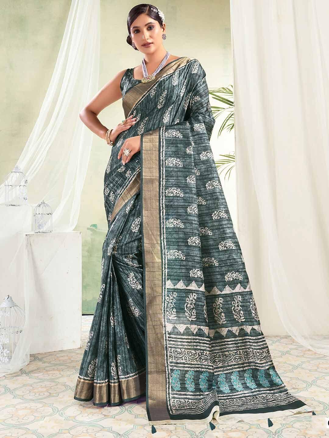 sanskar ethnic motifs printed zari saree