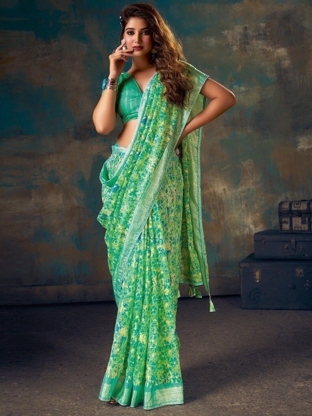 sanskar floral foil printed saree