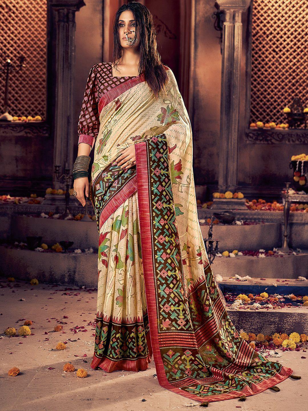 sanskar floral printed brasso saree