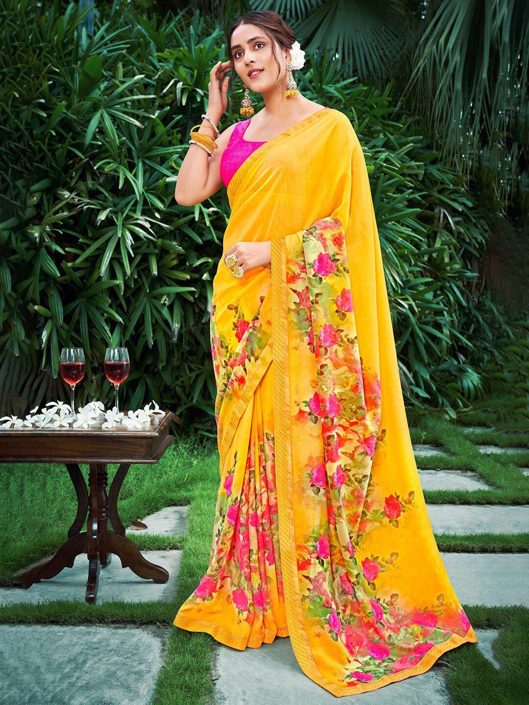 sanskar floral printed georgette saree