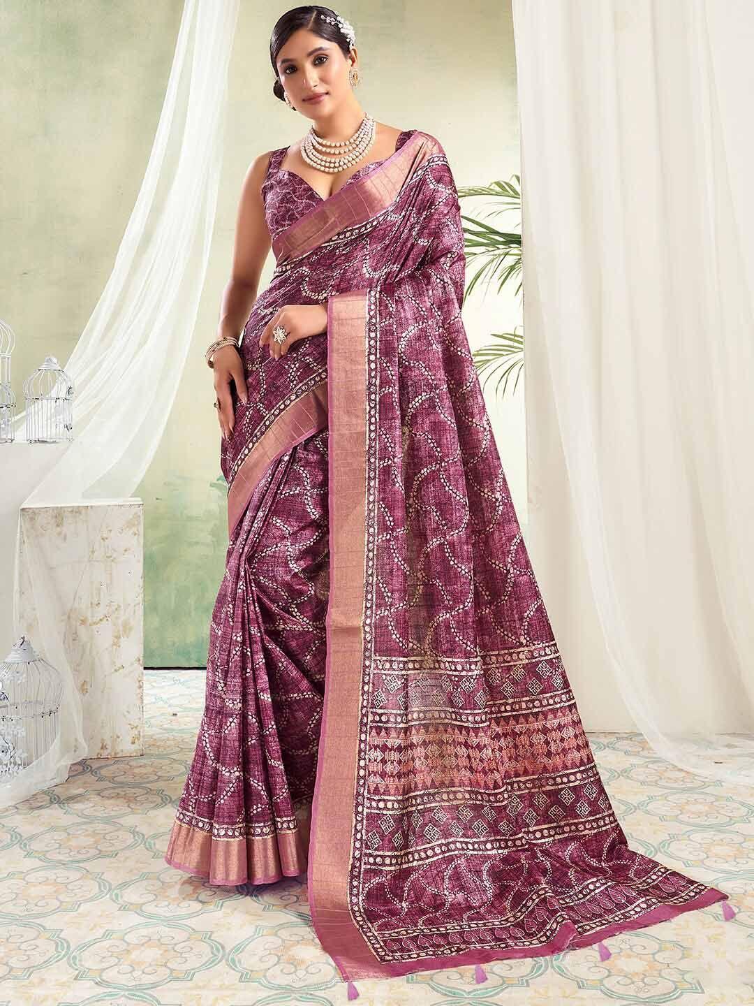 sanskar floral printed zari saree