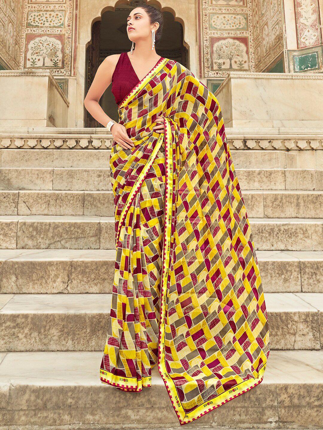 sanskar geometric printed georgette saree