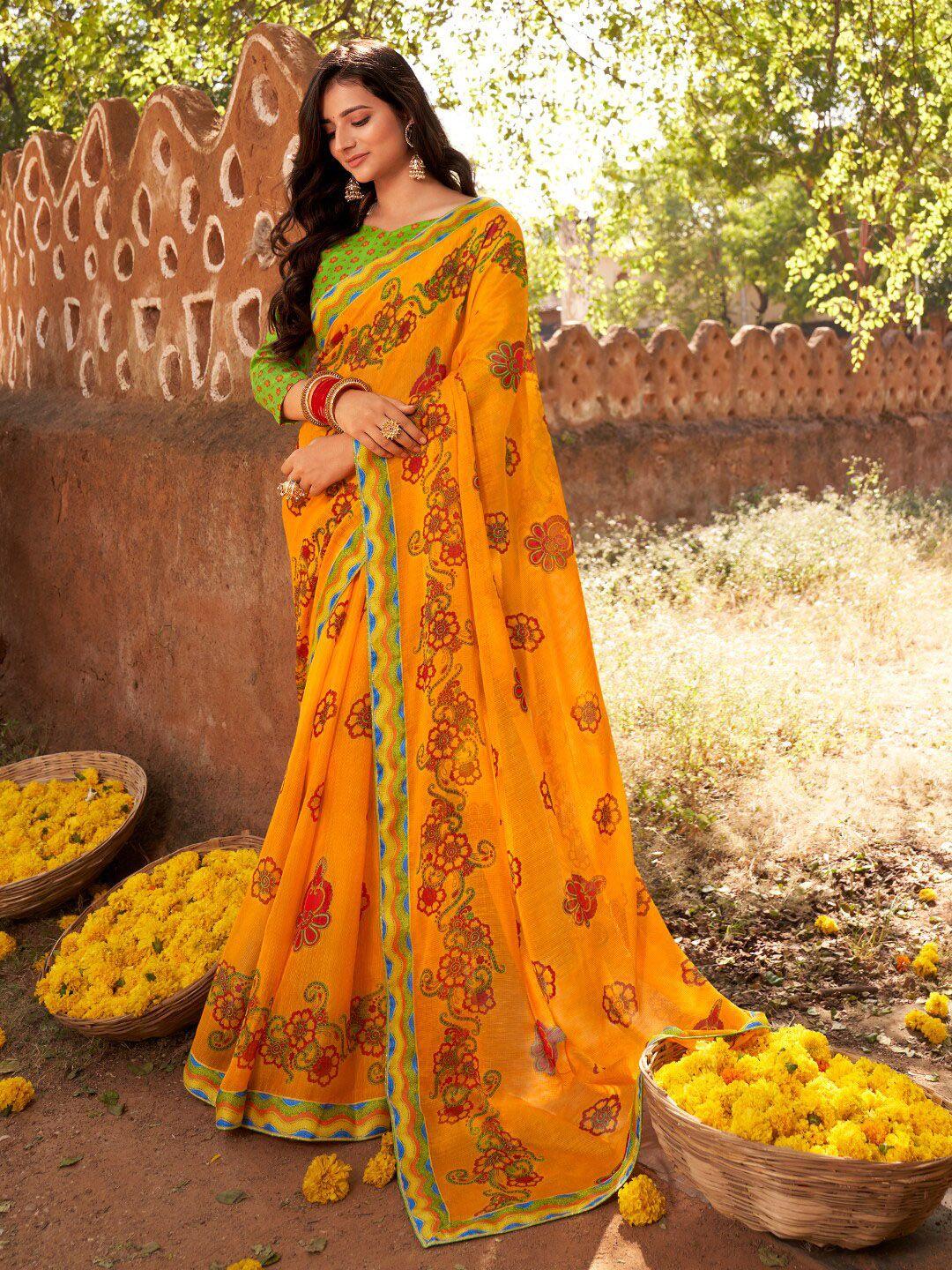 sanskar paisley printed pure chiffon saree