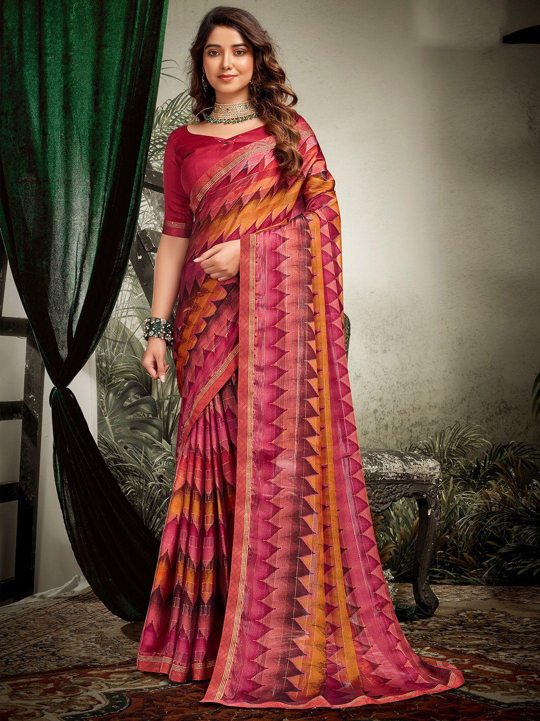 sanskar pink & orange saree