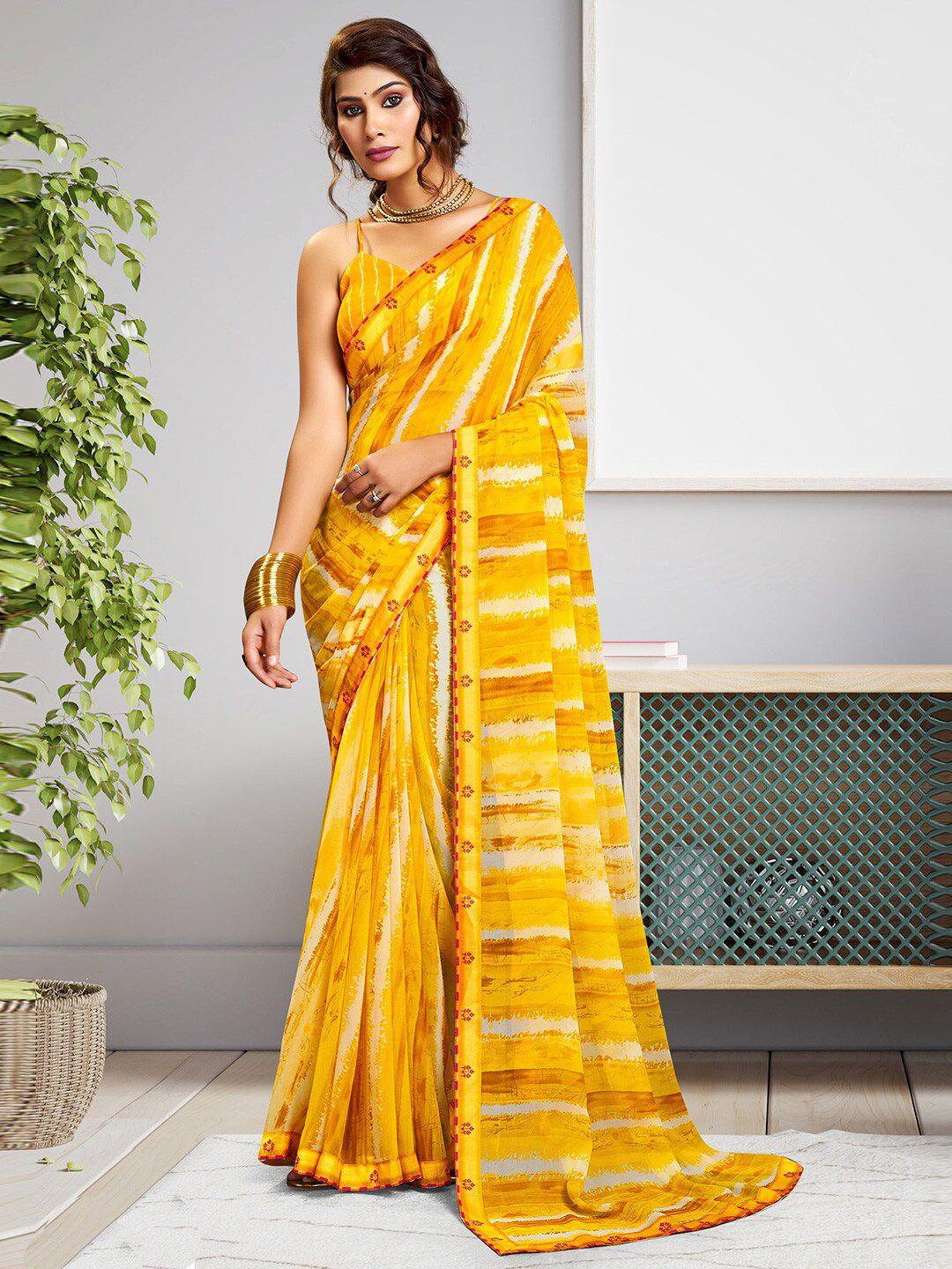 sanskar striped printed georgette saree