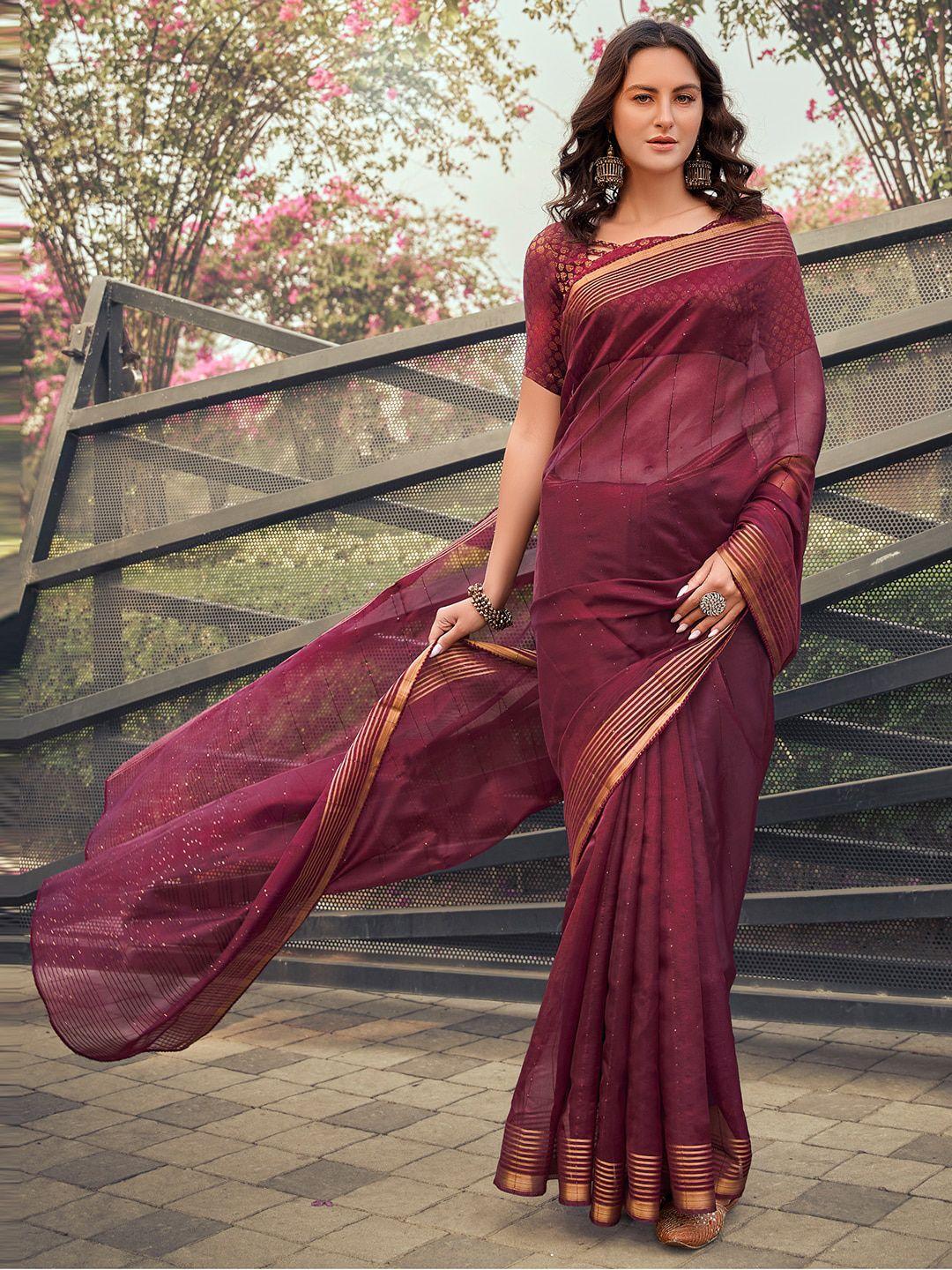 sanskar striped zari organza saree