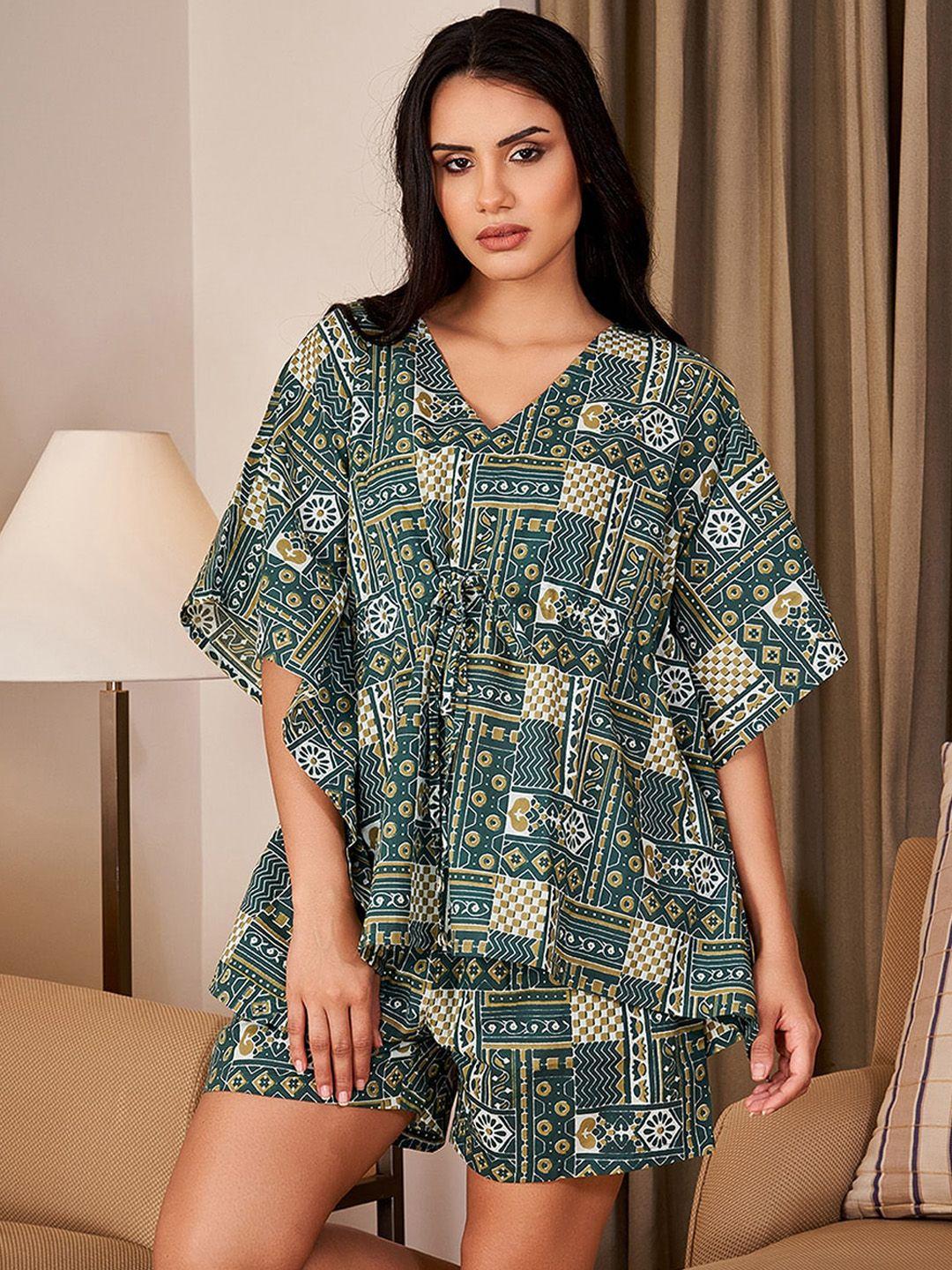 sanskrutihomes ethnic motifs printed pure cotton night suit