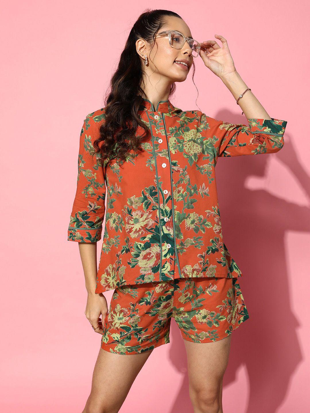 sanskrutihomes floral printed cotton night suit