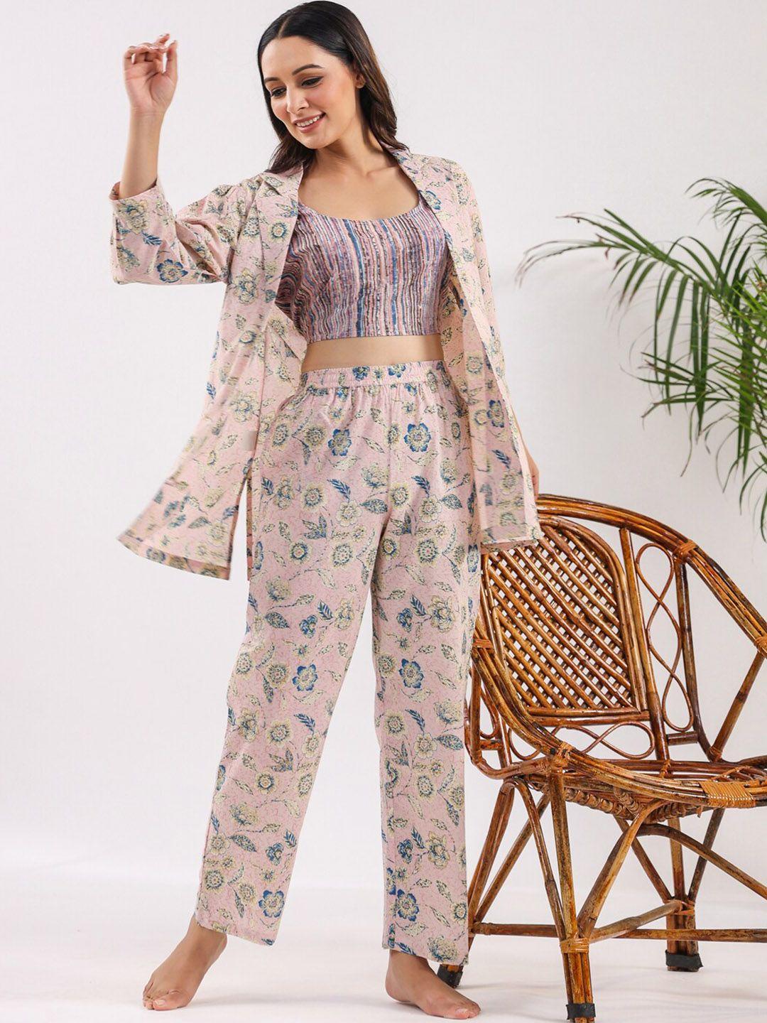 sanskrutihomes floral printed pure cotton co-ord set