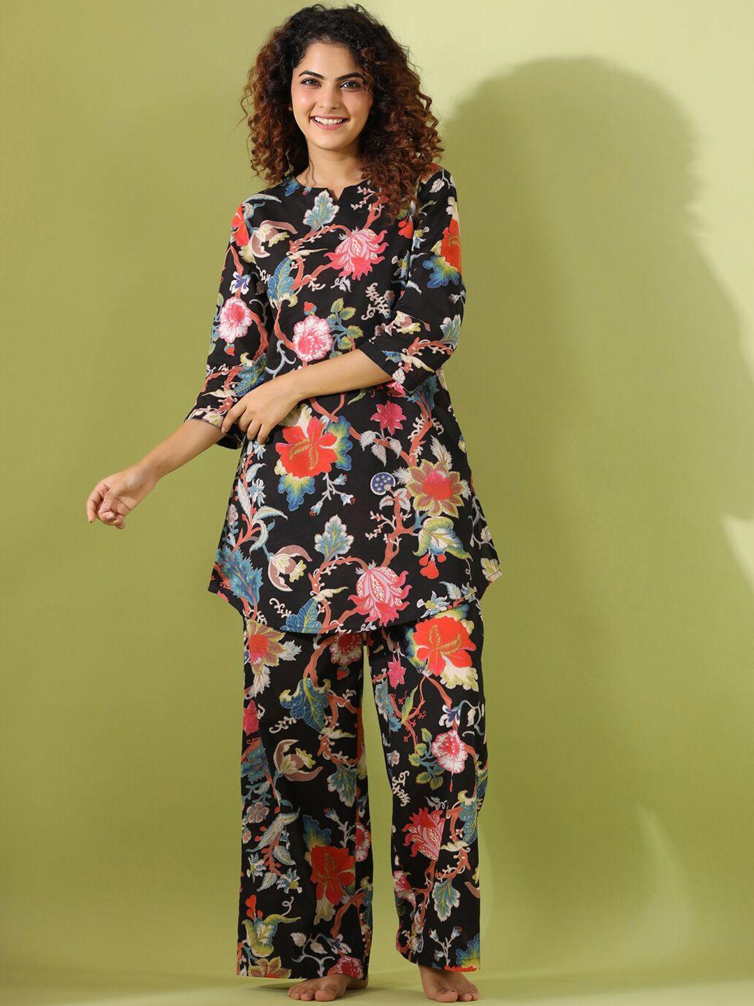 sanskrutihomes floral printed pure cotton night suit