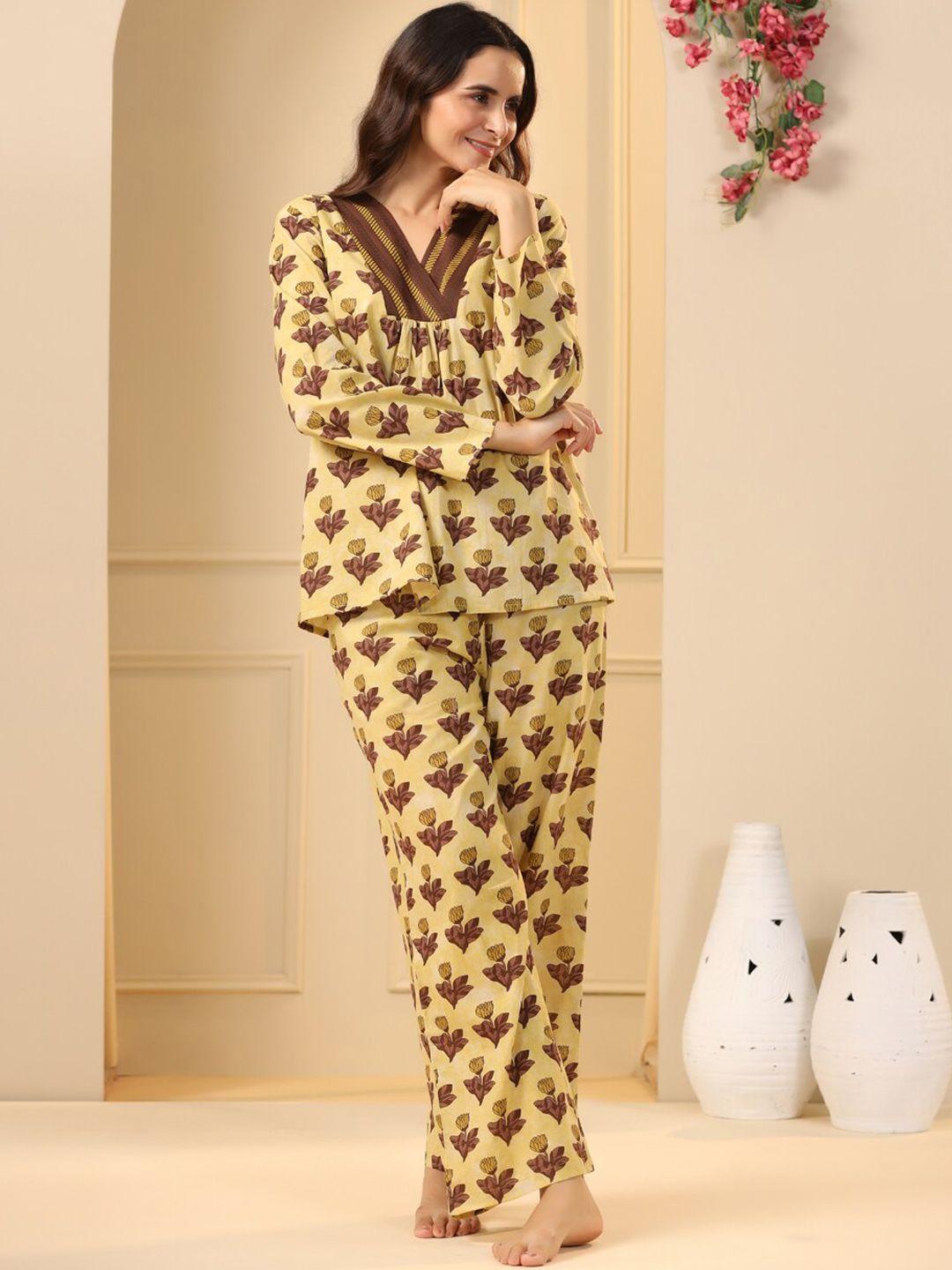 sanskrutihomes floral printed pure cotton night suit