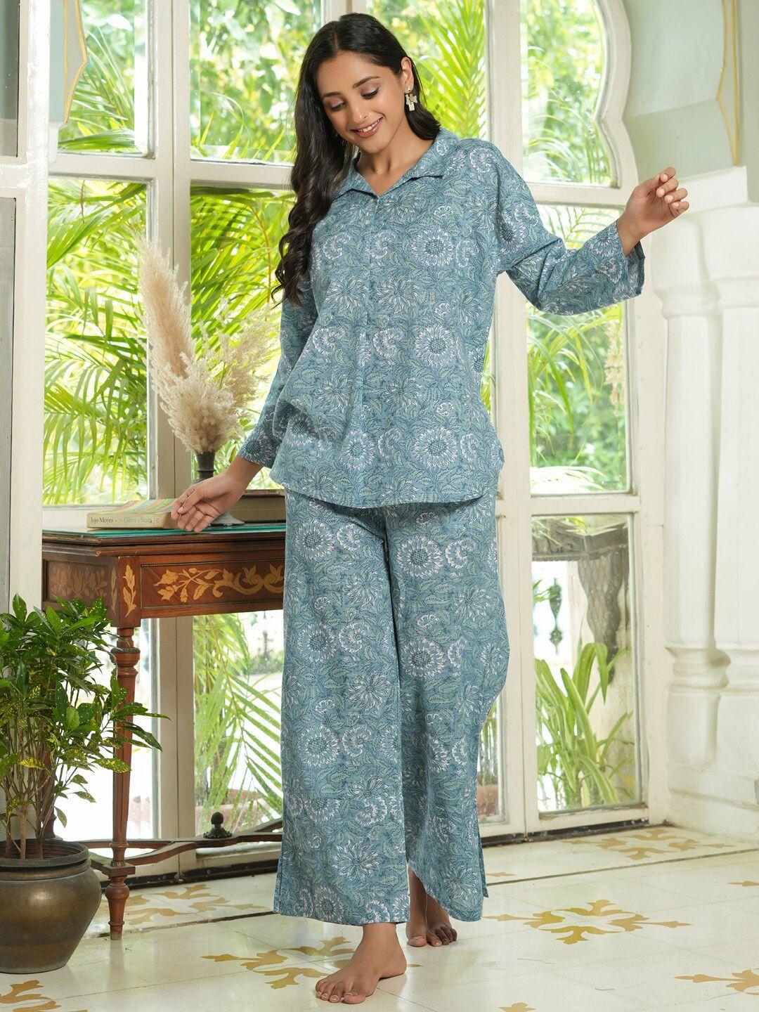 sanskrutihomes floral printed pure cotton night suit