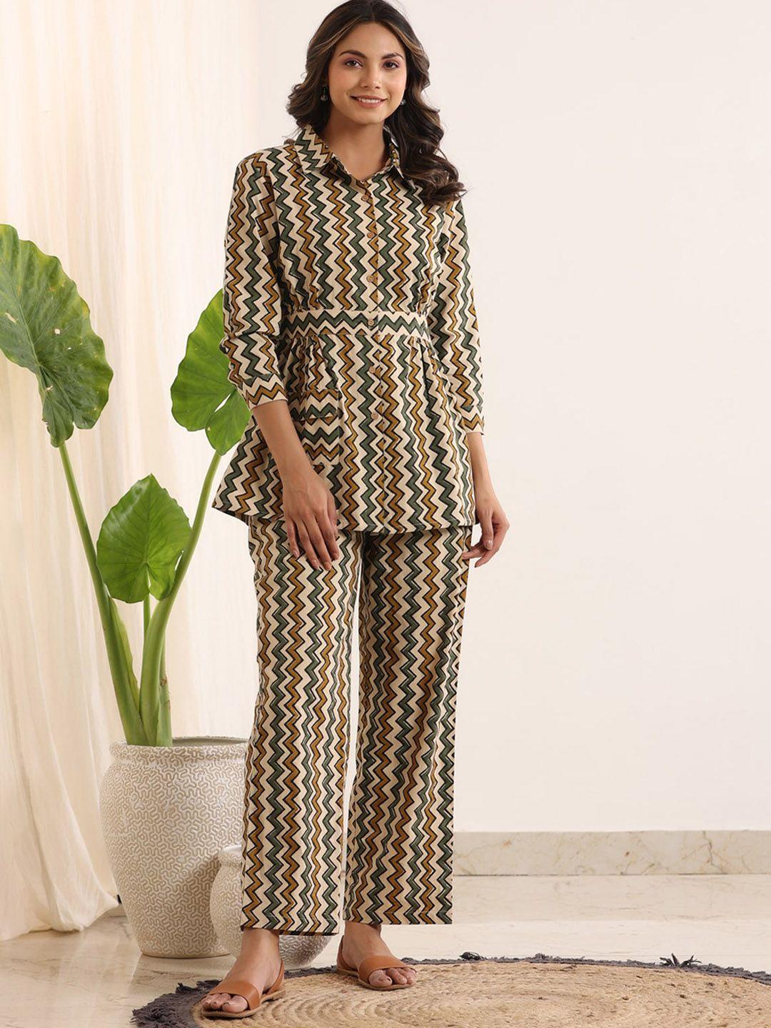 sanskrutihomes striped pure cotton night suit