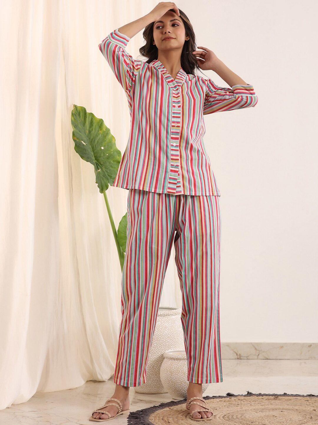 sanskrutihomes striped shirt with pyjamas