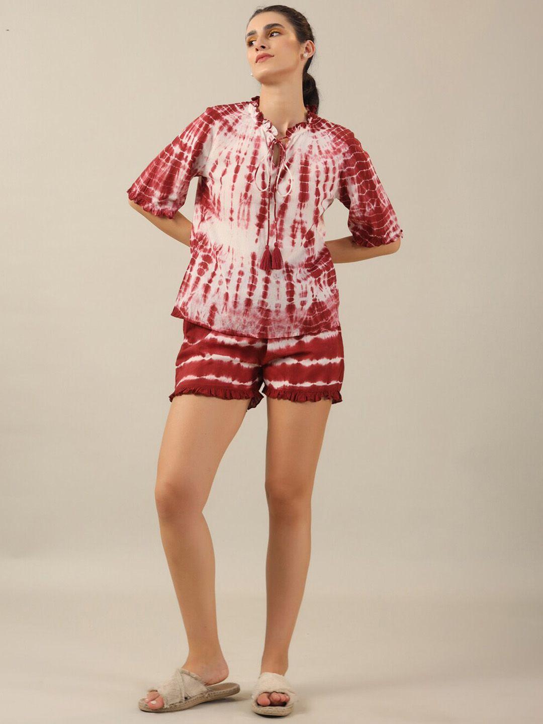 sanskrutihomes tie & dye pure cotton night suit