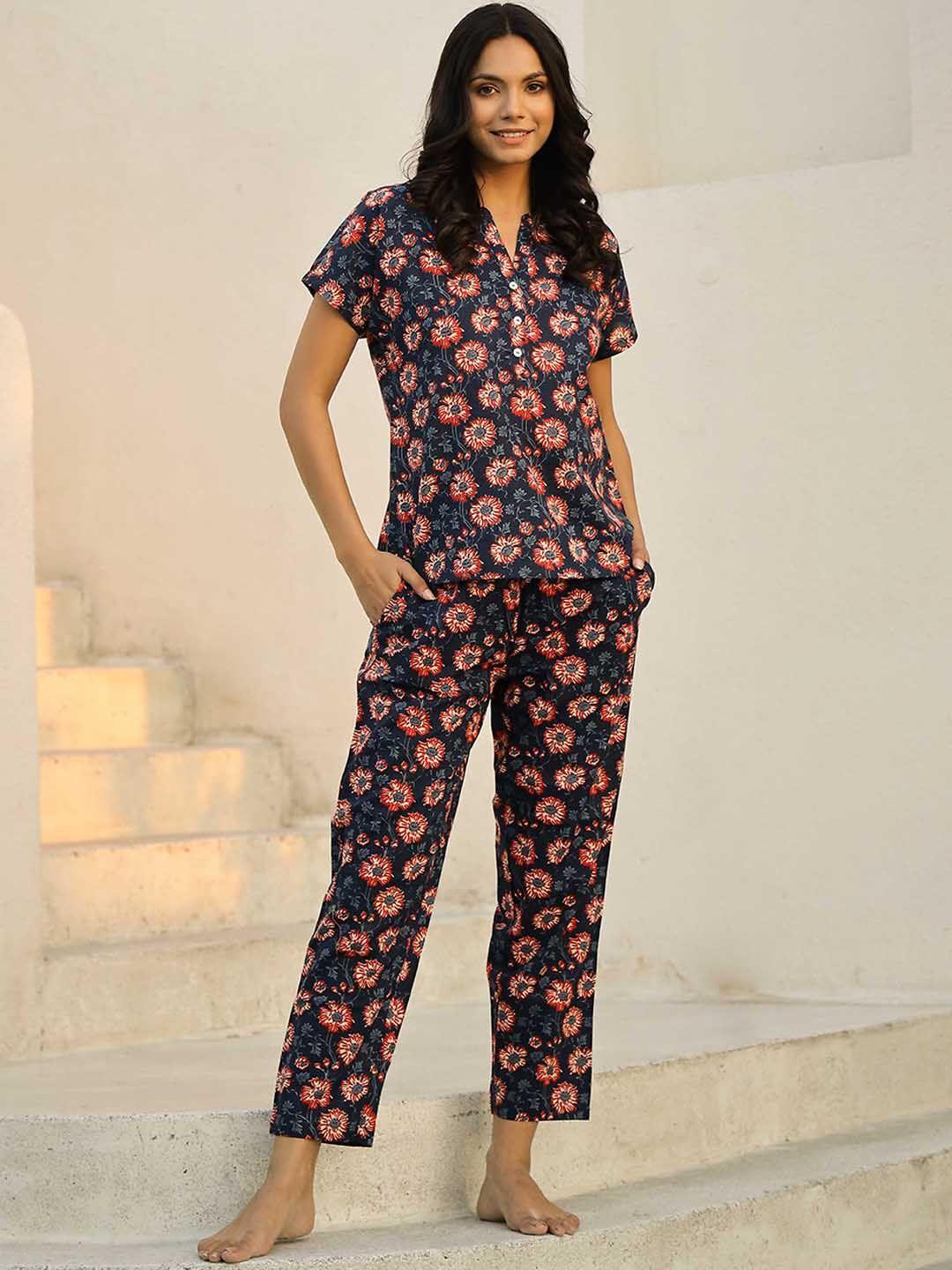 sanskrutihomes women printed  pure cotton night suit