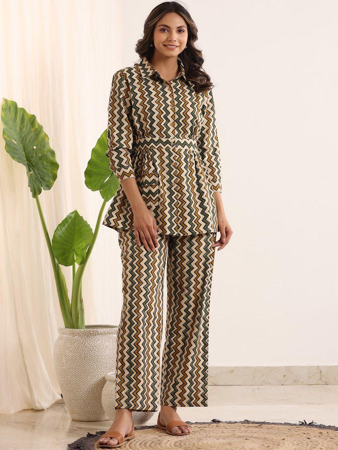 sanskrutihomes women printed  shirt & trouser pure cotton co-ords