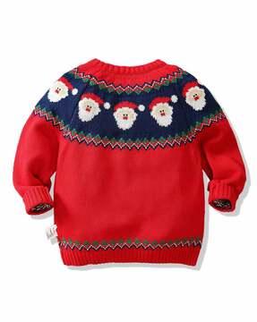 santa claus-knit round-neck pullover