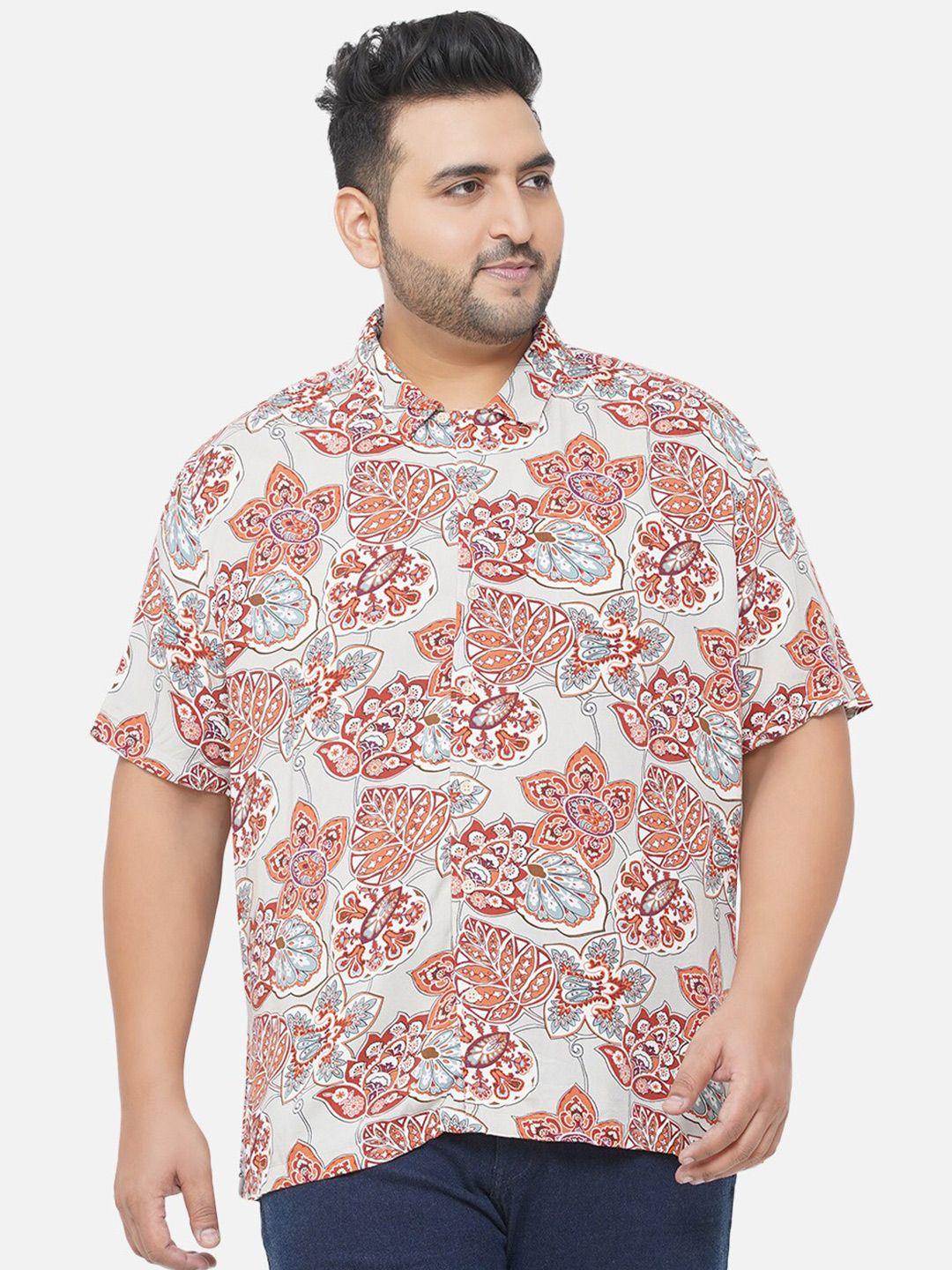 santonio plus size classic floral opaque printed pure cotton casual shirt