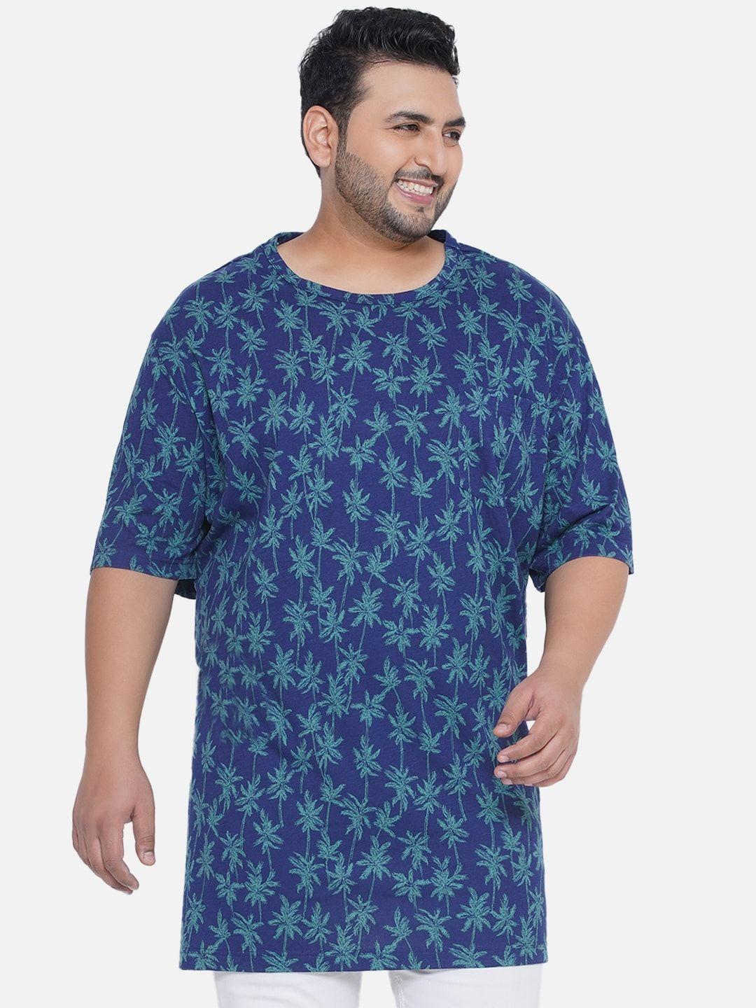 santonio men blue floral printed pockets t-shirt