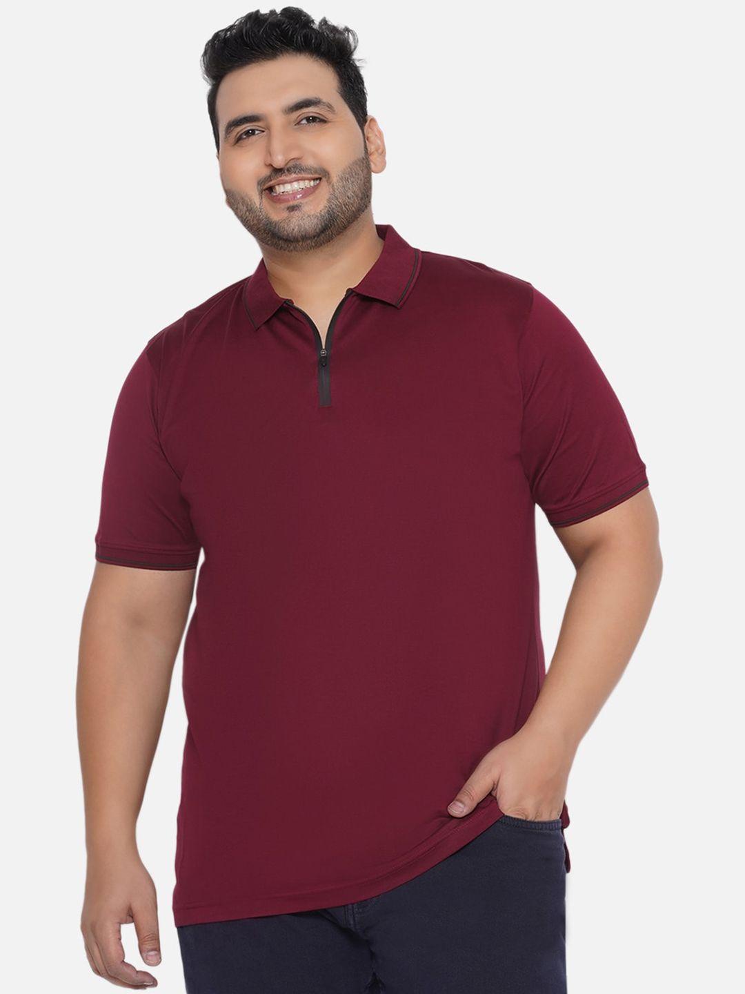 santonio men maroon polo collar pockets t-shirt