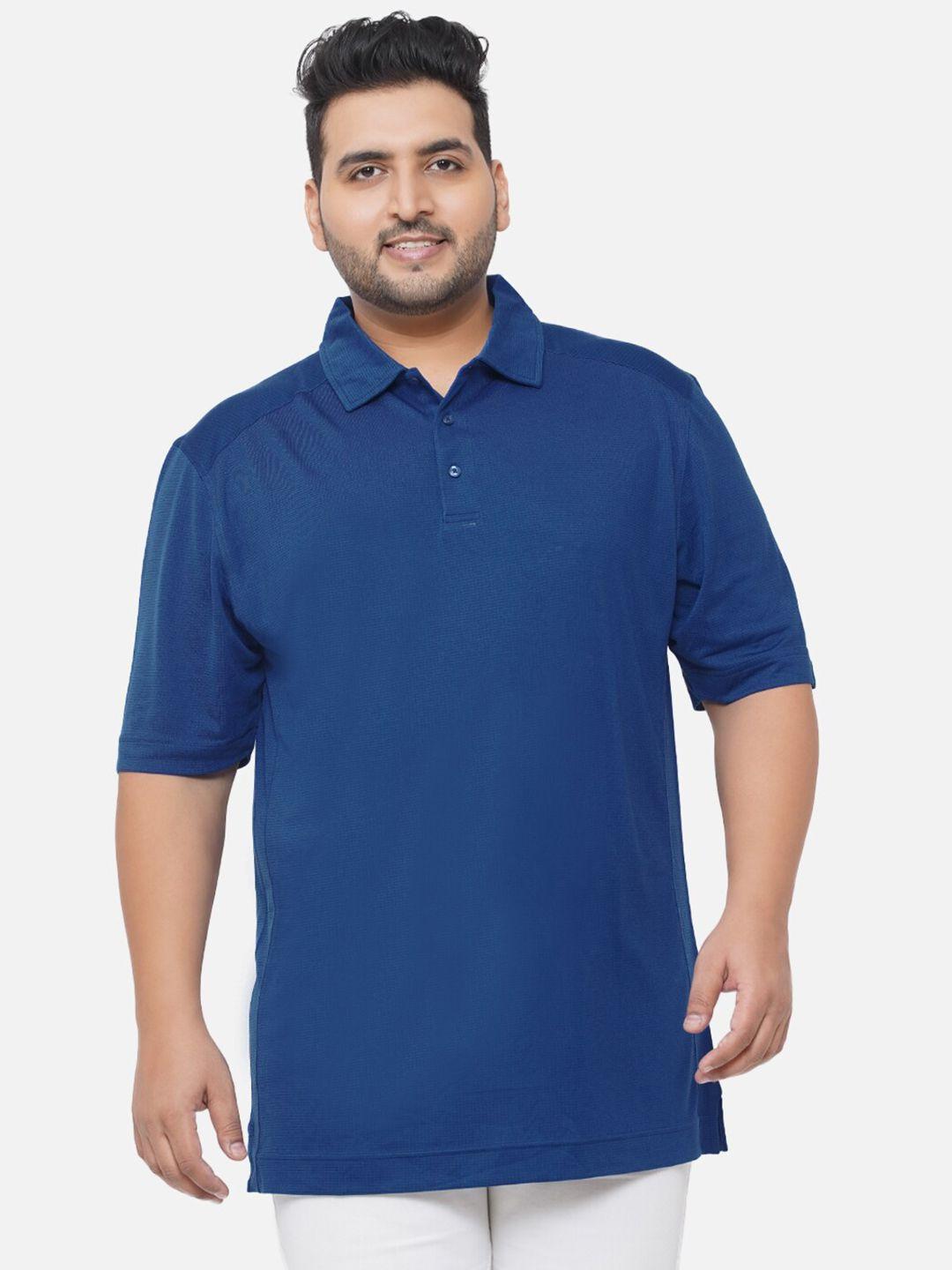 santonio men navy blue polo collar pockets t-shirt