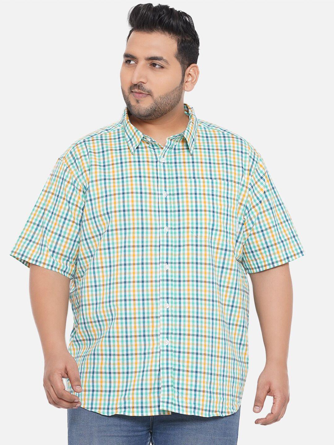 santonio men plus size checked cotton casual shirt