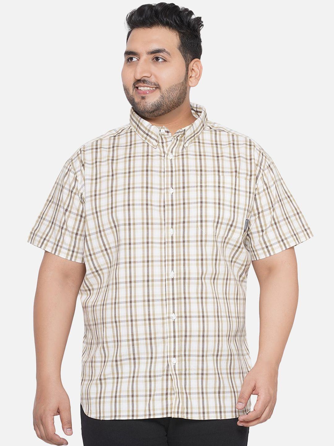 santonio plus size classic checked pure cotton casual shirt