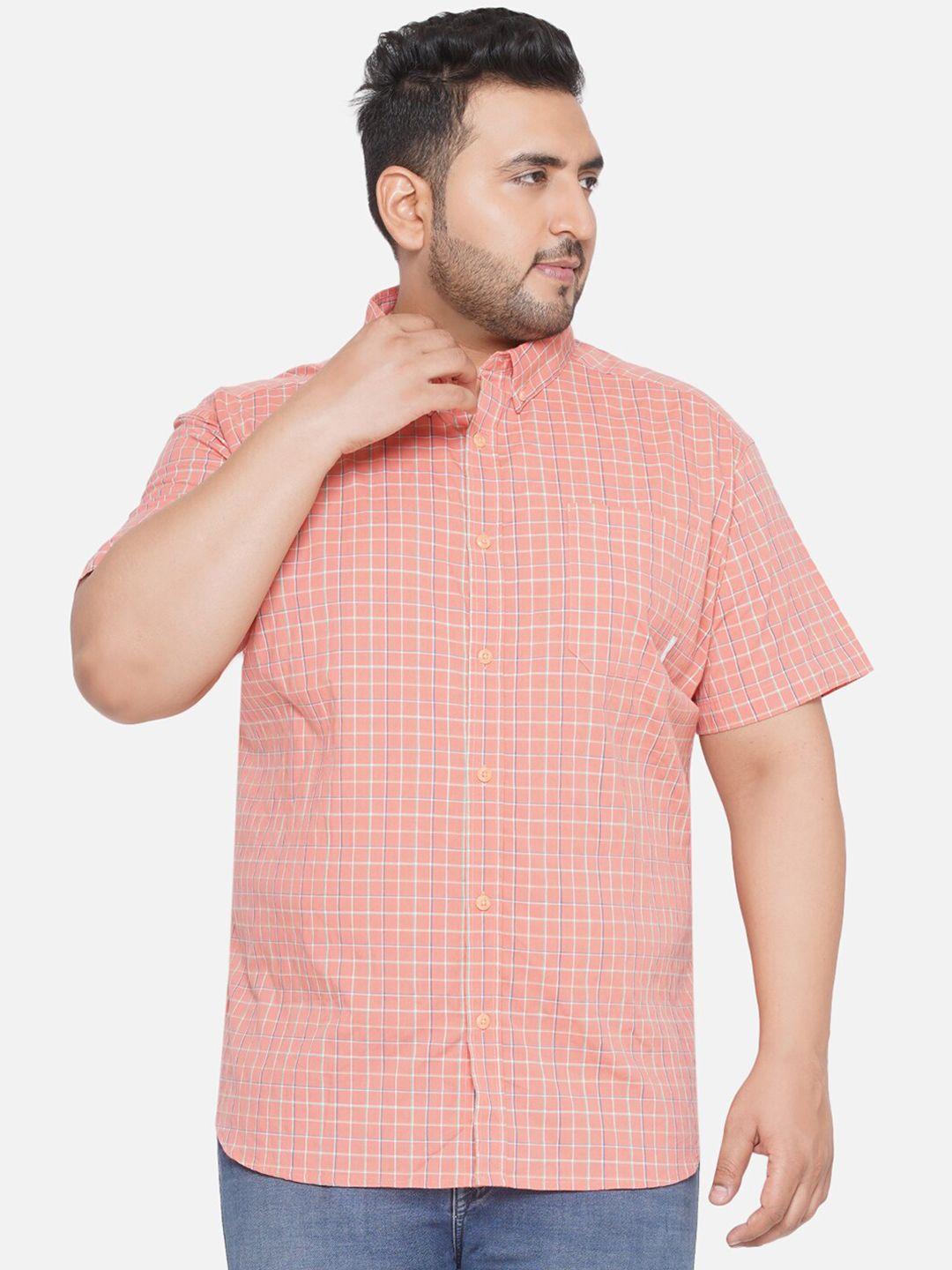 santonio plus size classic checked pure cotton casual shirt