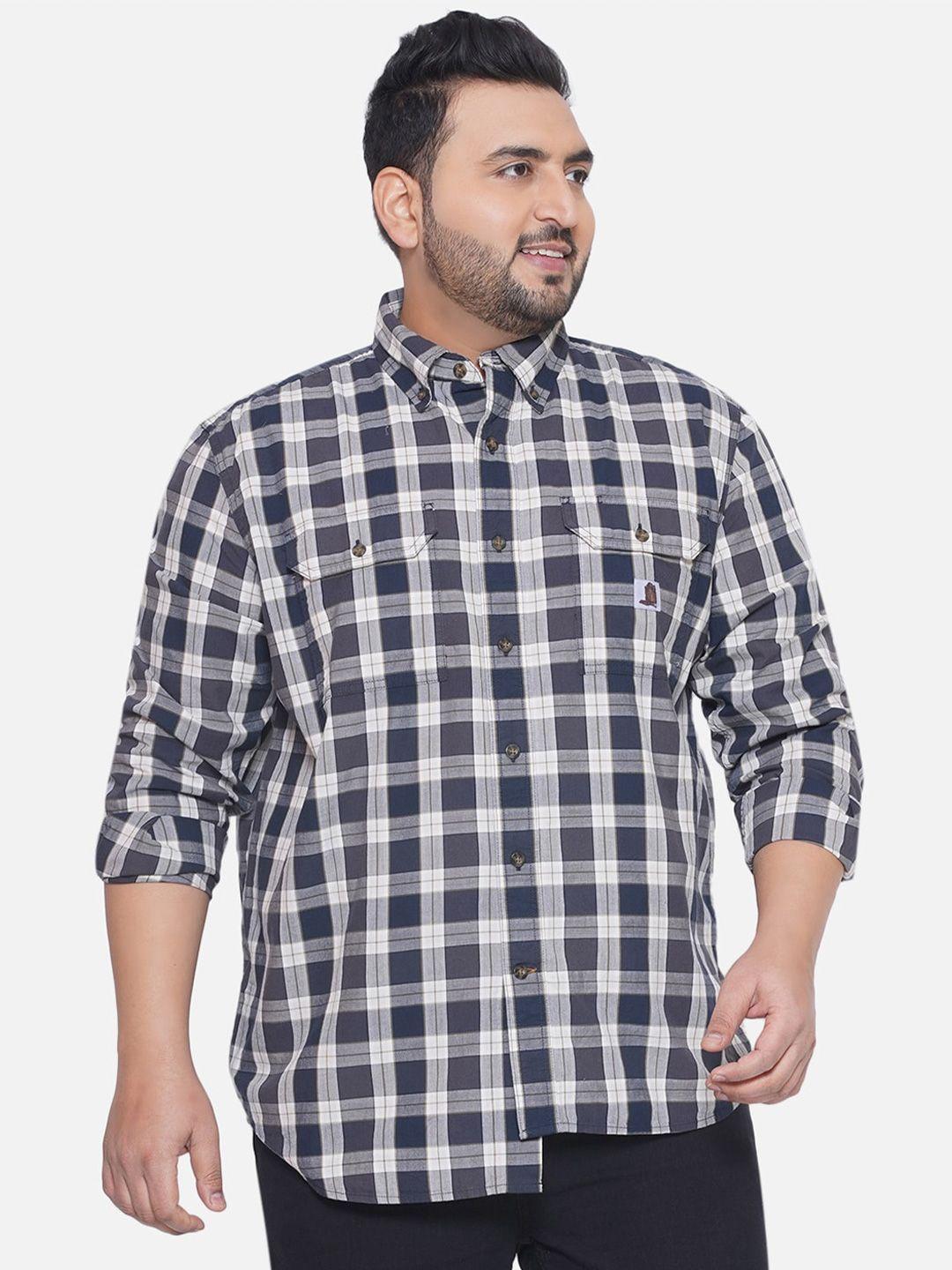 santonio plus size classic tartan checks opaque cotton casual shirt