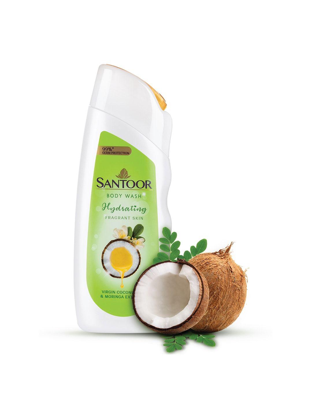 santoor hydrating skin virgin coconut oil & moringa extract body wash - 230 ml