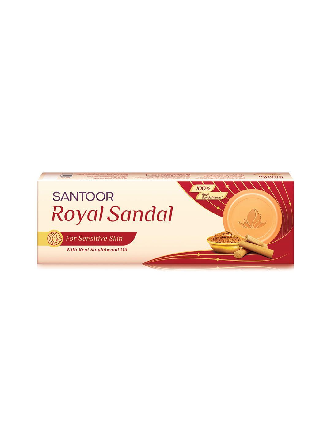 santoor set of 3 royal sandal soap with real sandalwood & chamomile oil - 150 g each