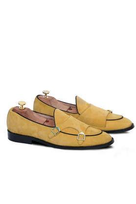 santorini ricardo batwing suede slip-on men's monk shoes - yellow