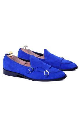 santosa de blanco batwing suede slip-on men's monk shoes - blue