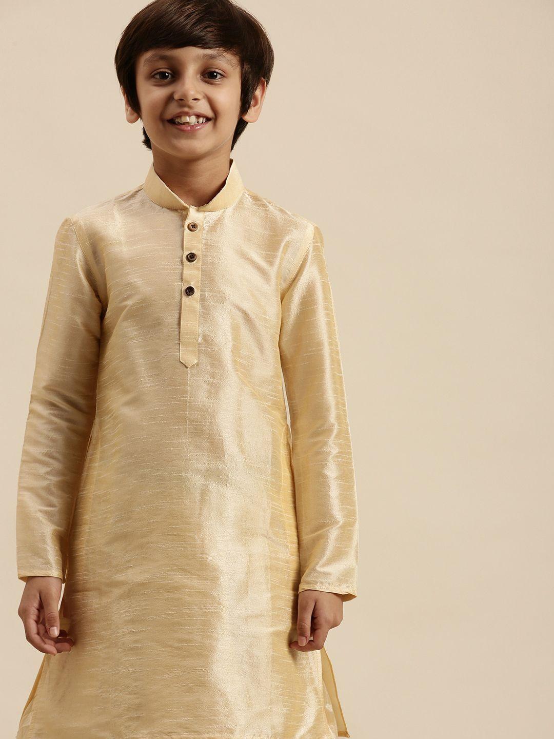 sanwara boys beige art silk kurta