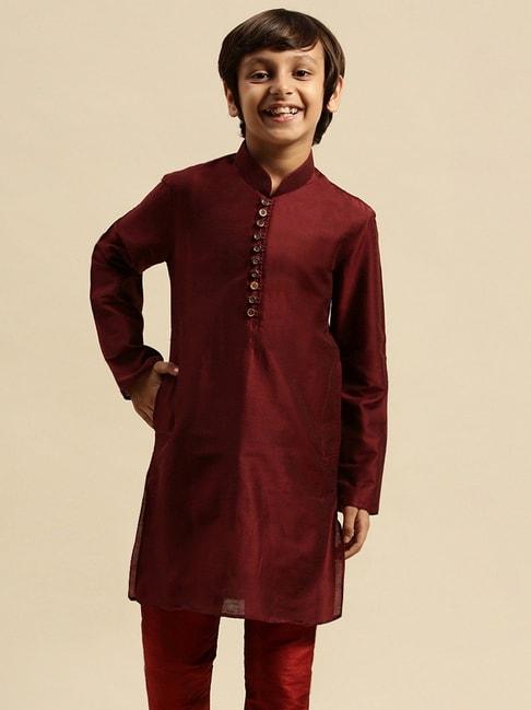 sanwara kids maroon regular fit kurta