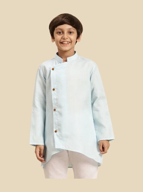 sanwara kids sky blue cotton regular fit kurta
