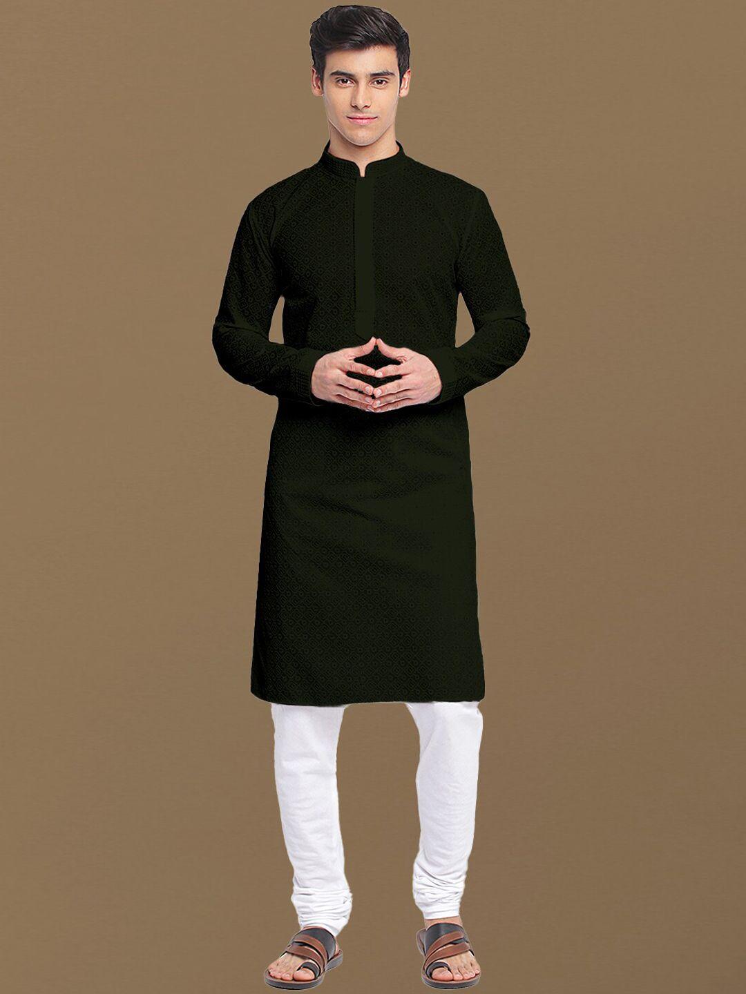 sanwara mandarin collar long sleeves embroidered straight kurta with pyjamas