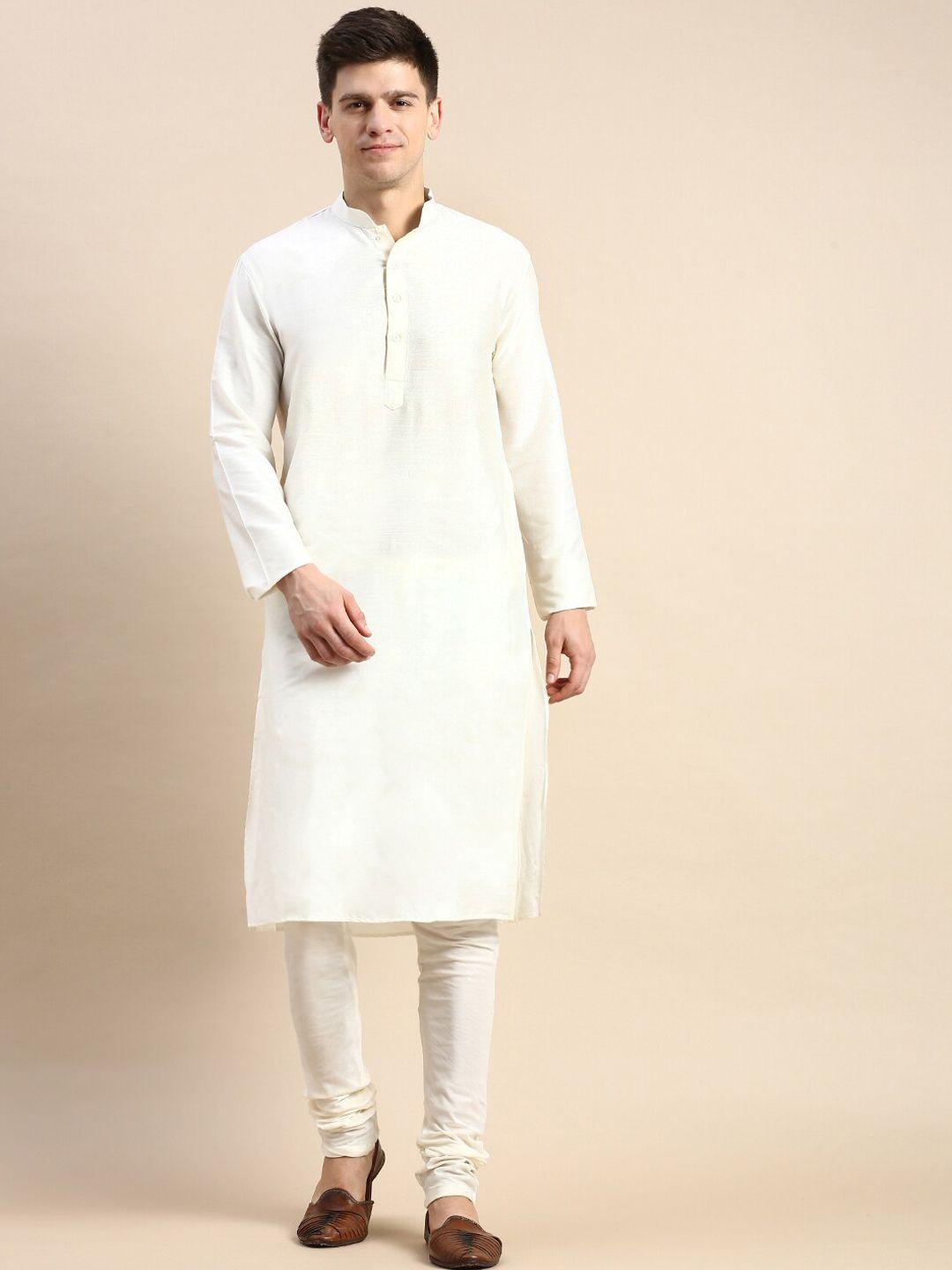 sanwara mandarin collar straight pure cotton kurta with churidar